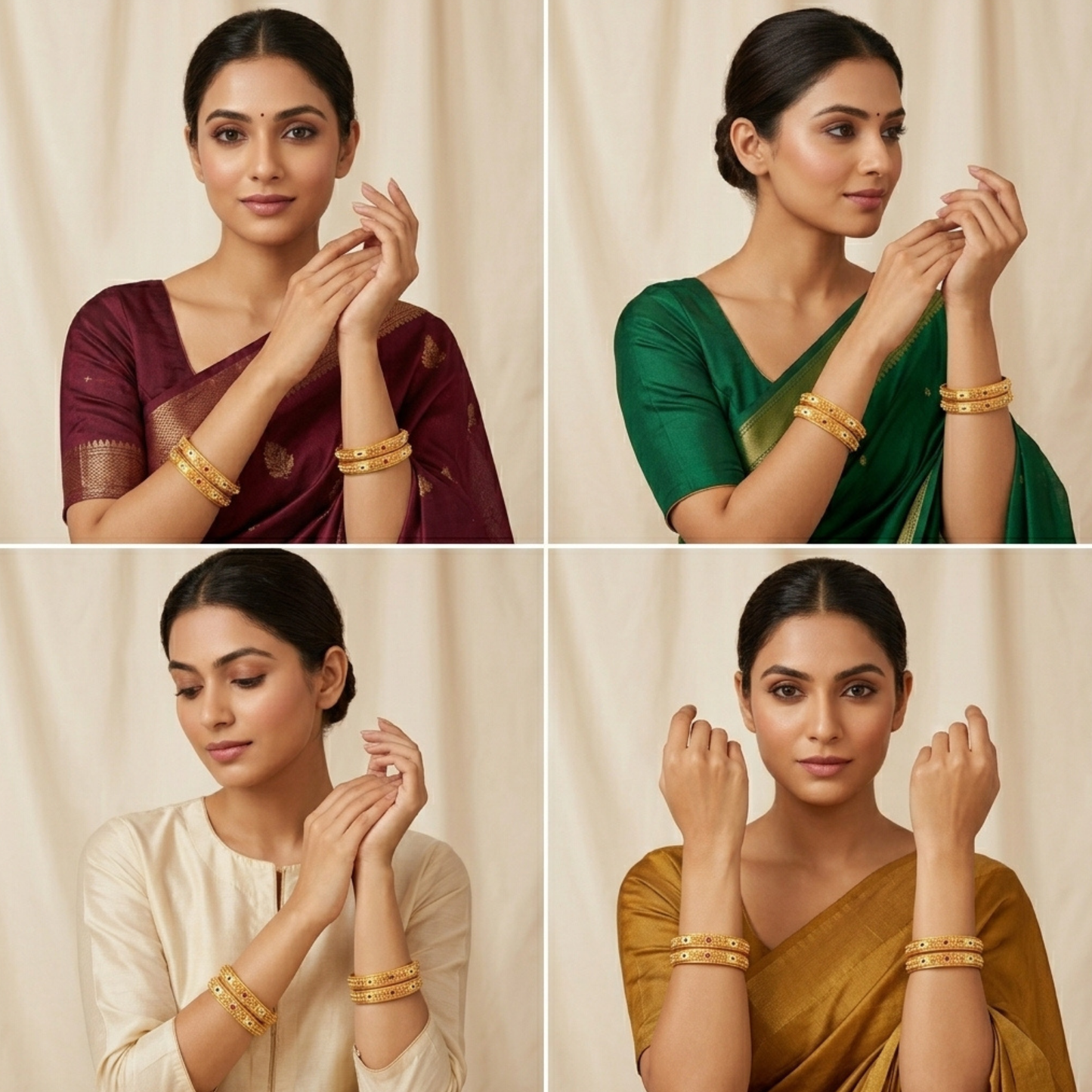 Frost Bloom Bangles ( pack of 4)