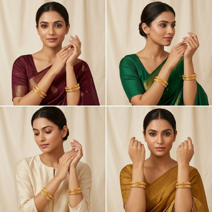 Frost Bloom Bangles ( pack of 4)