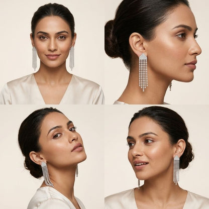 Crystal Curtain Drop Earrings