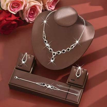 Jewelry Set- Three-piece (silver black)