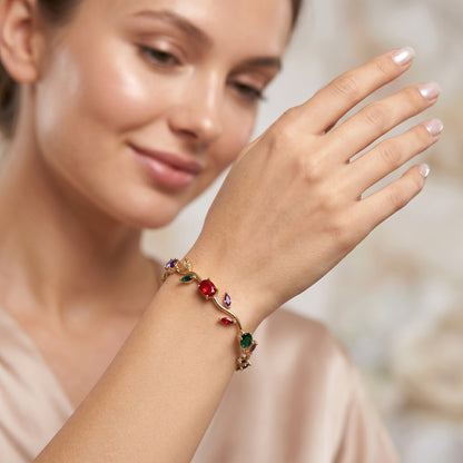 Red Purple Green Tulip Bracelet
