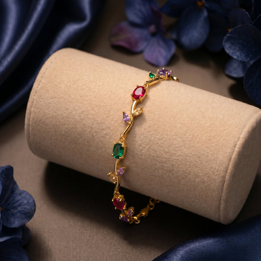 Red Purple Green Tulip Bracelet