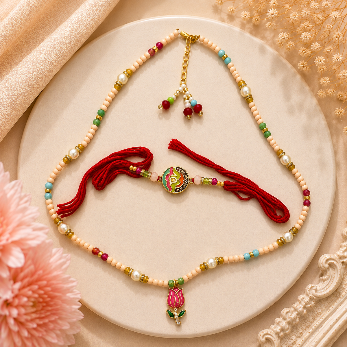 Bhai Bhabhi Lotus Rakhi Set