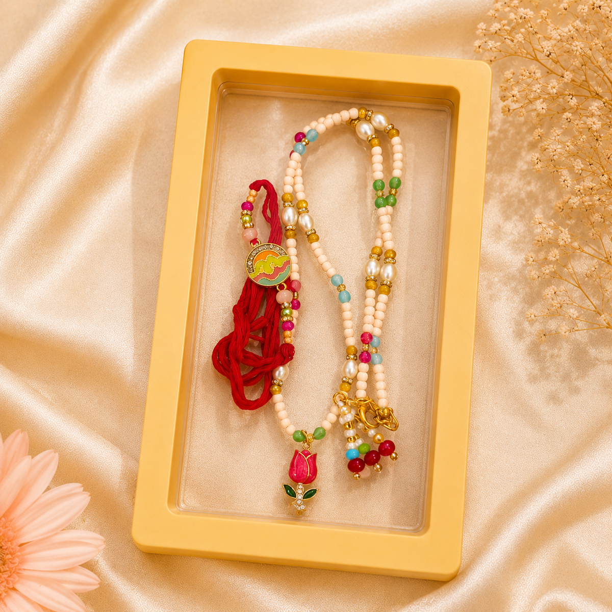 Bhai Bhabhi Lotus Rakhi Set