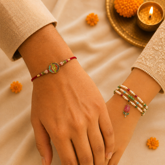 Bhai Bhabhi Lotus Rakhi Set