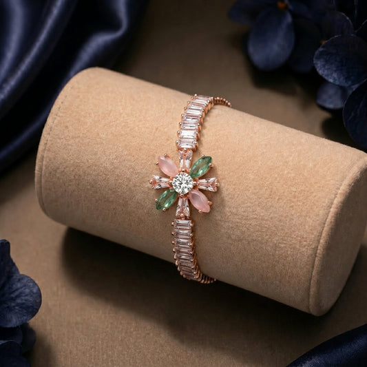 Floral Baguette Stone Bracelet(Multi-Colour)