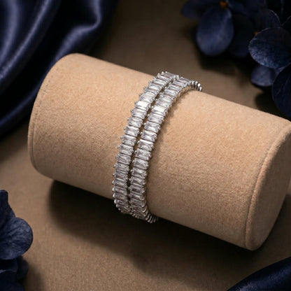 Double Baguette Line Bracelet (Silver)