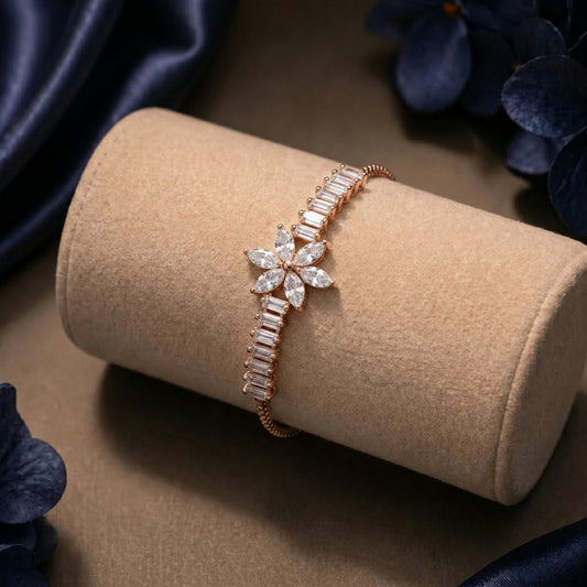 Rose Gold Petal Line Bracelet(Silver)