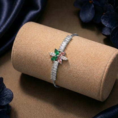 Silver Petal Line Bracelet(Multi-colour)
