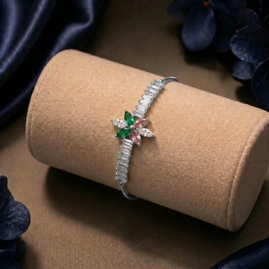 Silver Petal Line Bracelet(Multi-colour)