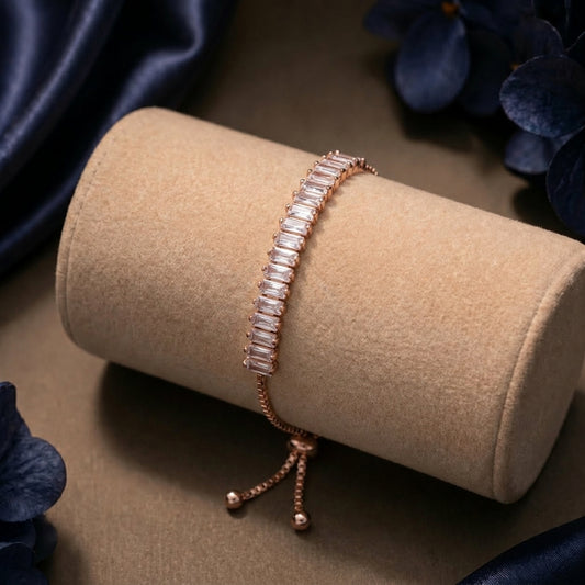 Baguette Line Bracelet (Rose Gold)