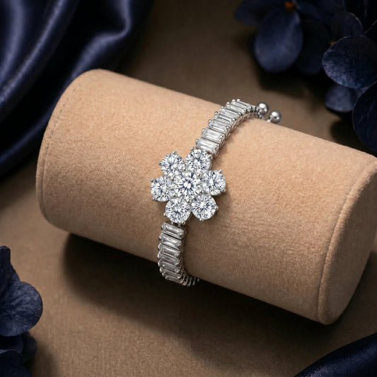 Round Flower Bracelet (Silver)
