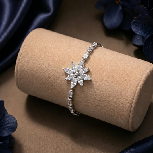 Crystal Flower Bracelet (Silver)