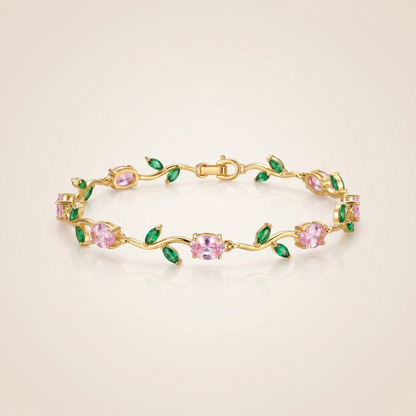 Pink Green Tulip Bracelet (Gold )