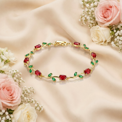 Red Green Tulip Bracelet