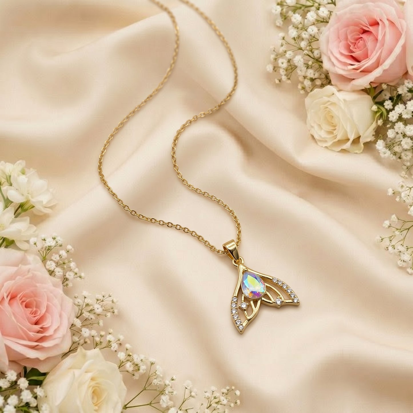 Viral Elegant Leaf Drop Gold Pendant