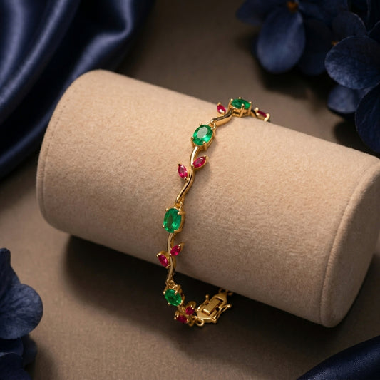 Green Red Tulip Bracelet