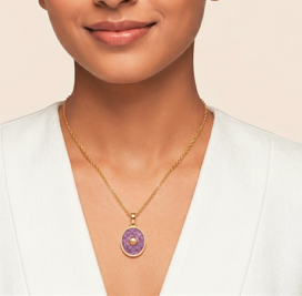 Purple Bloom Oval Pendant