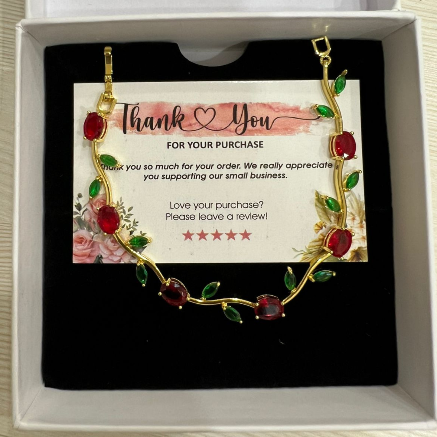 Red Green Tulip Bracelet