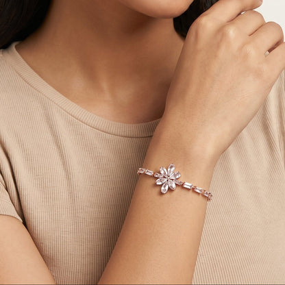 Crystal Flower Bracelet (Rose Gold)