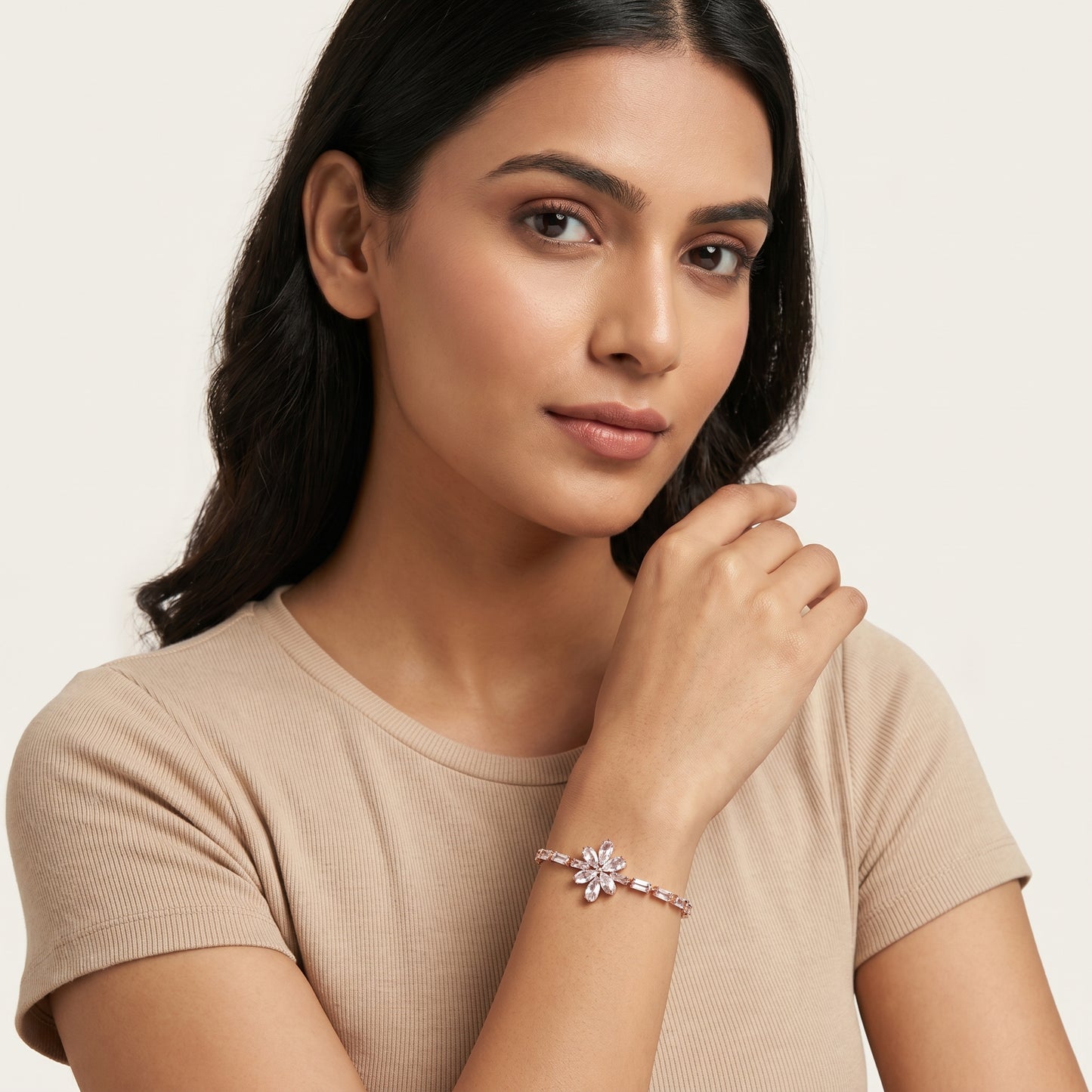 Crystal Flower Bracelet (Rose Gold)