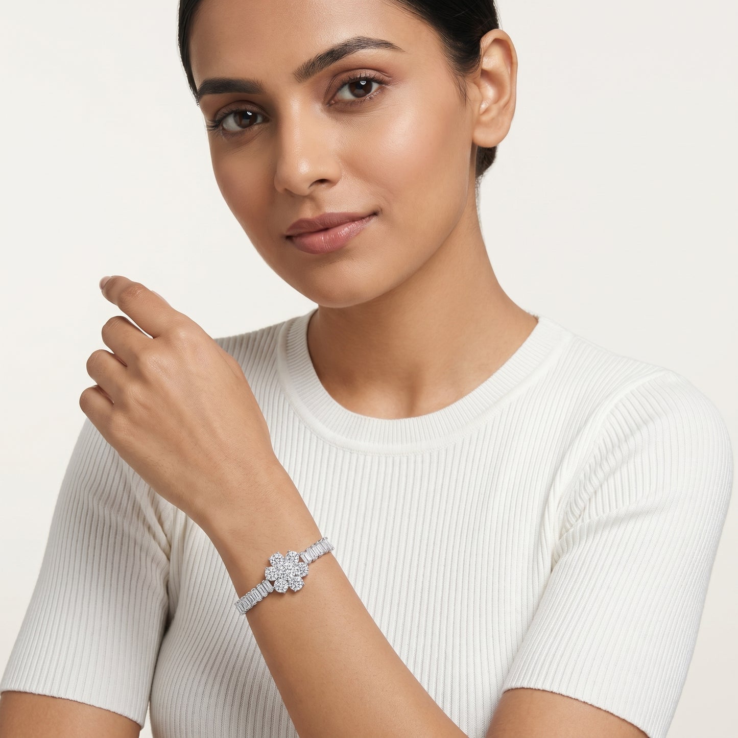 Round Flower Bracelet (Silver)