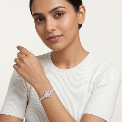 Round Flower Bracelet (Silver)