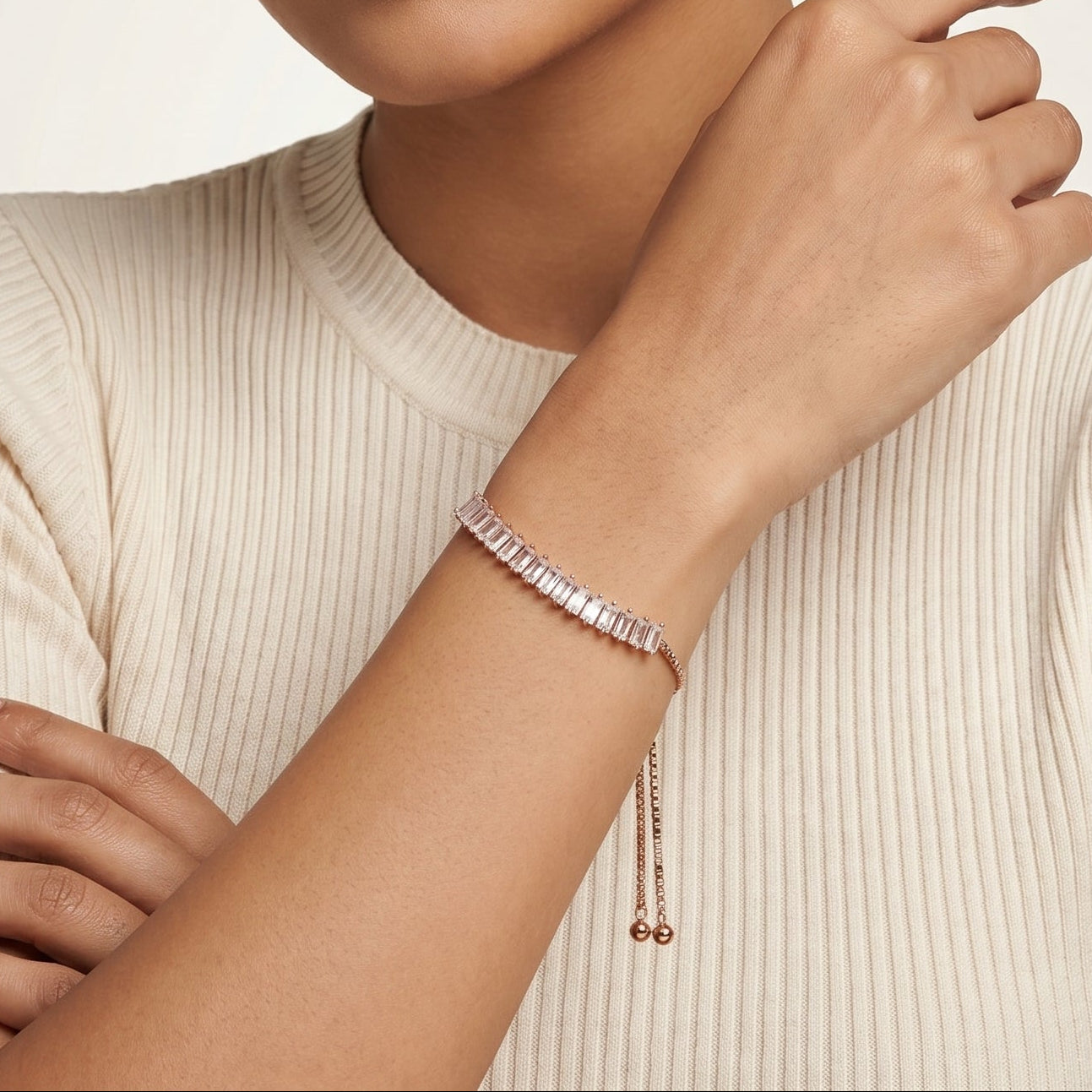 Baguette Line Bracelet (Rose Gold)