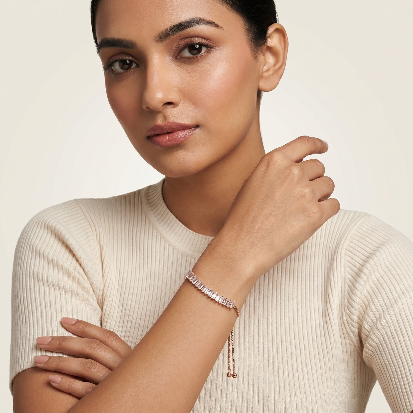 Baguette Line Bracelet (Rose Gold)