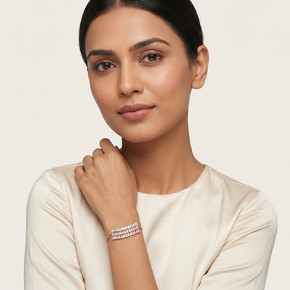 Triple Baguette Line Bracelet (Rose Gold)