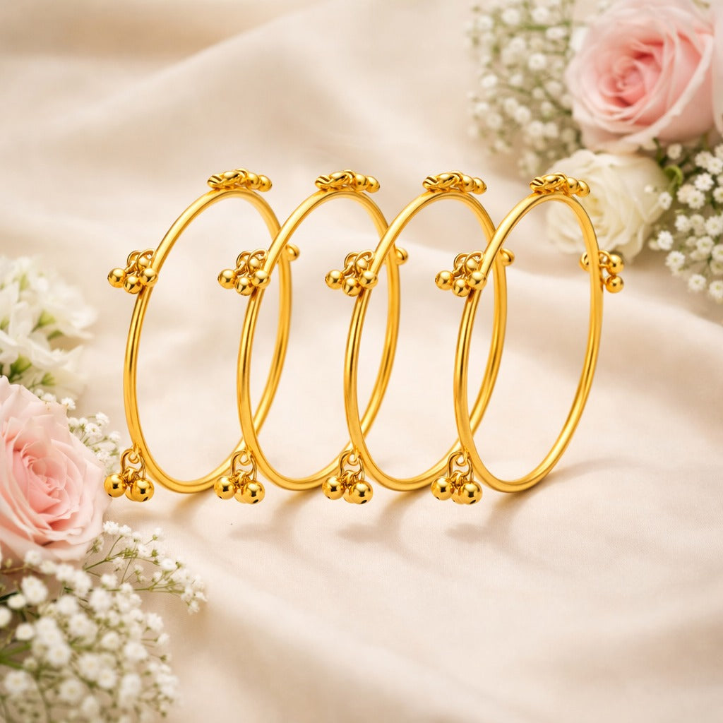 Kashmir Plain Gold Bangles (Set of 8)