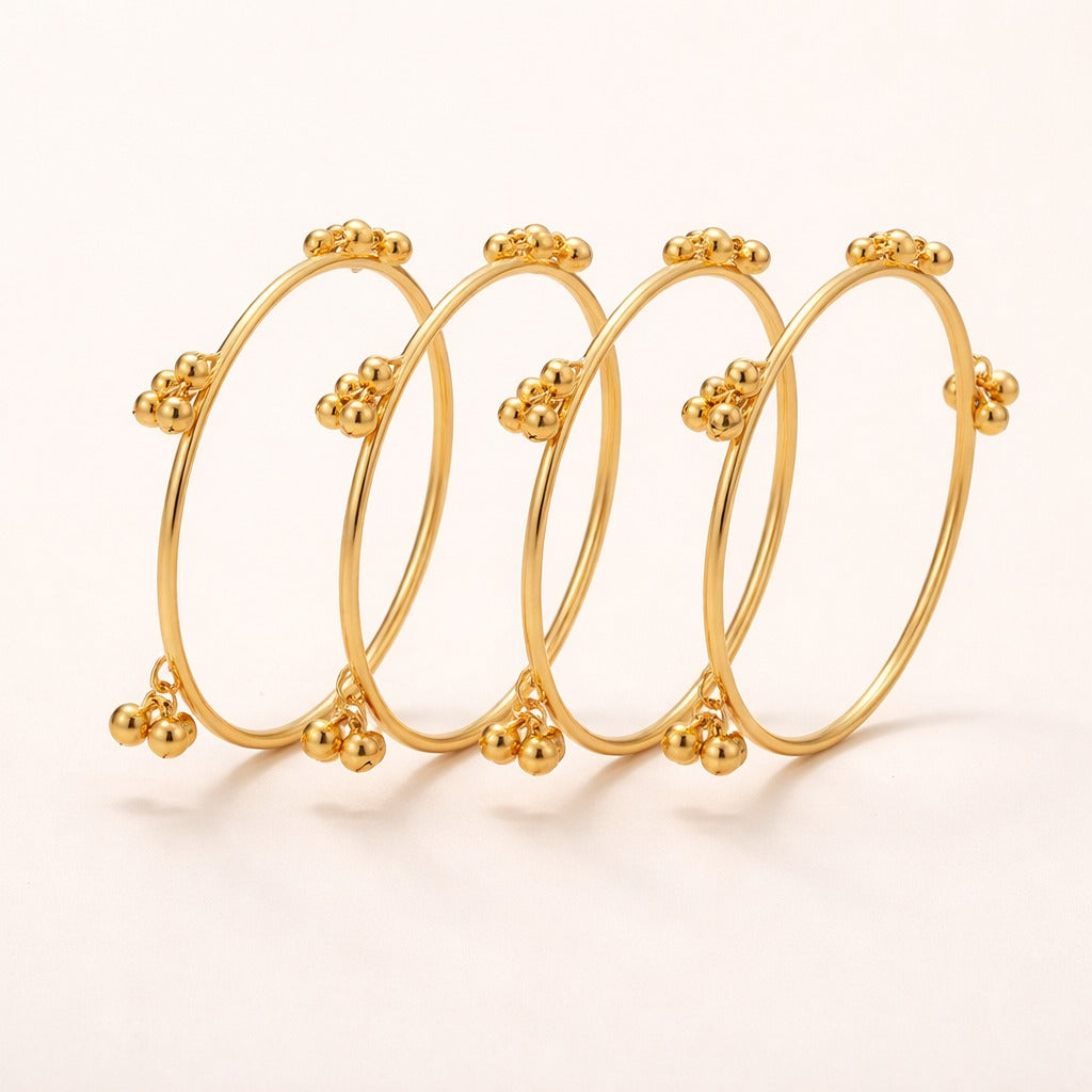 Kashmir Plain Gold Bangles (Set of 8)