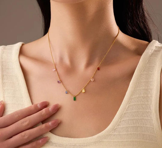 Multi Colour Drops Anti Tarnish Necklace