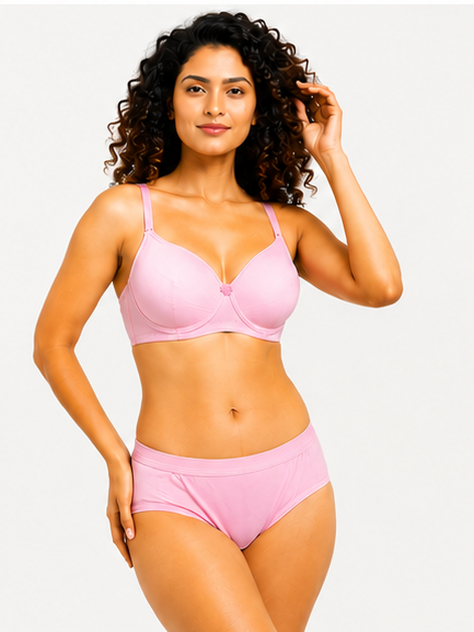 Women’s Pink Lightly Padded Bra & Panty Set