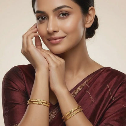 Golden Glam Bangles ( Set of 4 )