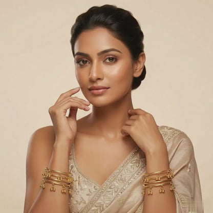 Kashmir Plain Gold Bangles (Set of 8)