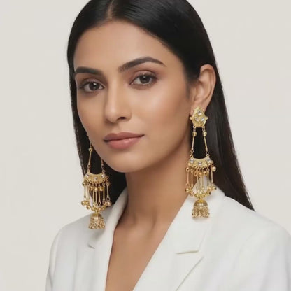Kashmiri Mirror Gold Jhumkas
